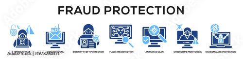 Glyphcolor - Fraud Protection web banner icon vector illustration concept