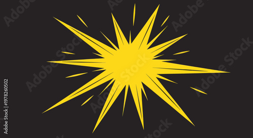 Bright Yellow Starburst Explosion on Dark Background