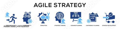 Glyphcolor - Agile Strategy web banner icon vector illustration concept