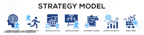 Glyphcolor - Strategy Model web banner icon vector illustration concept