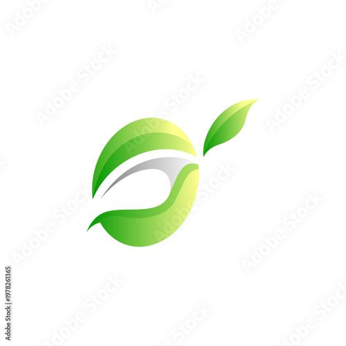 Natural leaf logo with green gradient color design style