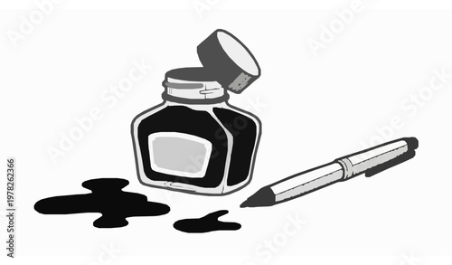 Ink bottle doodle vector illustration