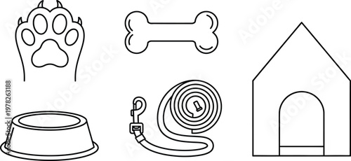 Set of dog pet care icons