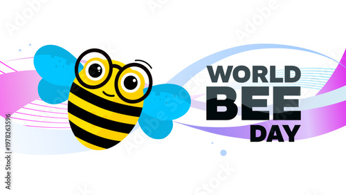 World bee day - banner, poster, card - vector illustration