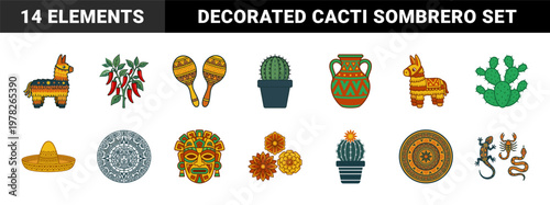 Mexican Fiesta Vector Asset Grid