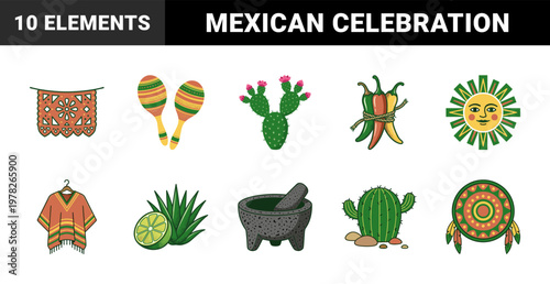 Mexican Fiesta Folk Art Element Sheet