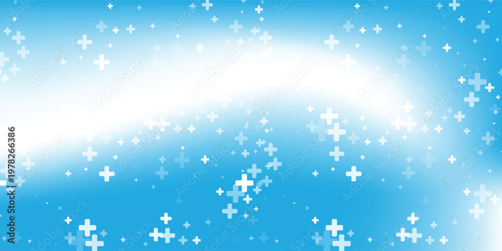 Obraz premium Creative soft blue gradient background, blue healthcare background with plus signs and molecules, suitable for medical presentations, abstract healthcare composition with soft tones, vector creative