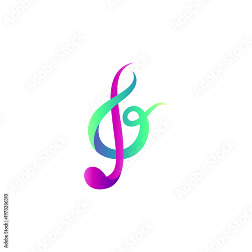 Clef Music logo with 3d colorful gradient design style