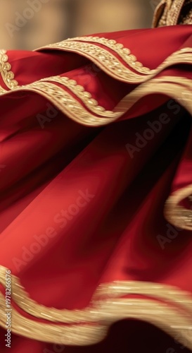 Elegant Red Fabric with Gold Trim.