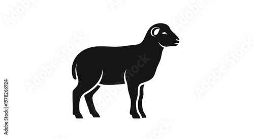 Black Sheep Silhouette Icon Vector Illustration Isolated on White Background