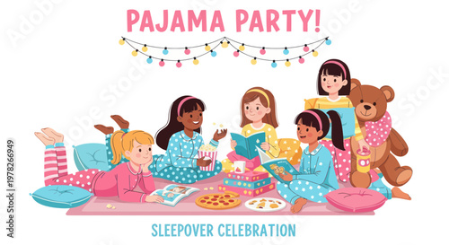 Children Pajama Party Celebration with Toys and Snacks