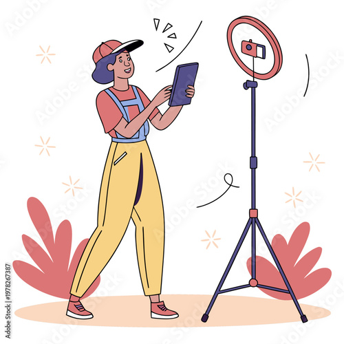Social Media Influencer Creating Content Illustration