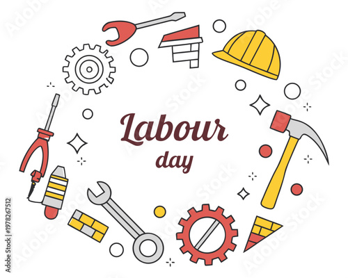 happy labour day vector illustration isolated on white background