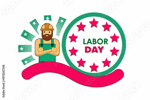 happy labour day vector illustration isolated on white background