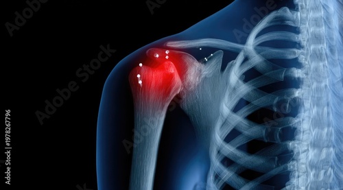 Shoulder Pain Medical Illustration.