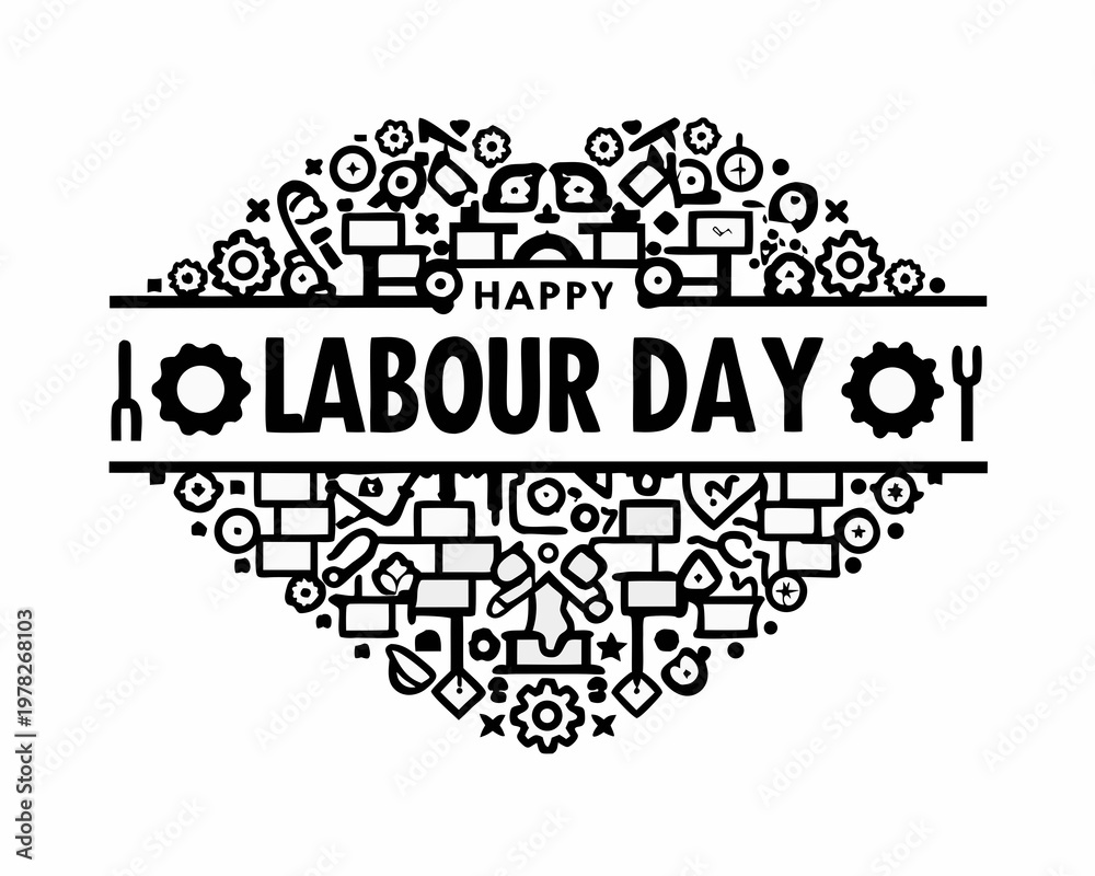 Fototapeta premium Labour Day Celebration Vector Design with Tools and Workers on White Background