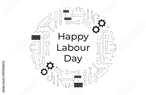 happy labour day vector illustration isolated on white background