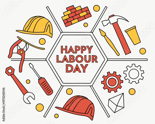 happy labour day vector illustration isolated on white background