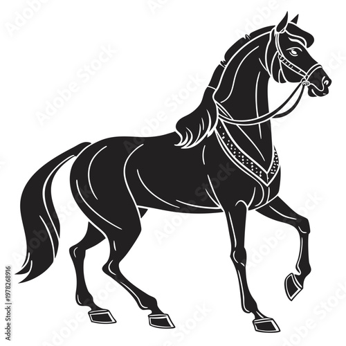 Black horse, vector illustration, horse icon, animal design