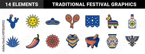 Mexican Heritage Folk Art Graphic Set