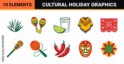 Mexican Fiesta Folk Art Element Sheet