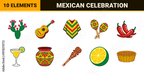 Mexican Fiesta Folk Art Graphic Set