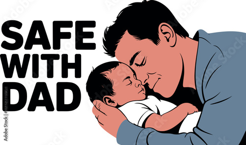 Heartwarming fathers day illustration safe with dad a loving embrace