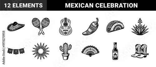 Mexican Culture Folk Art Design Elements
