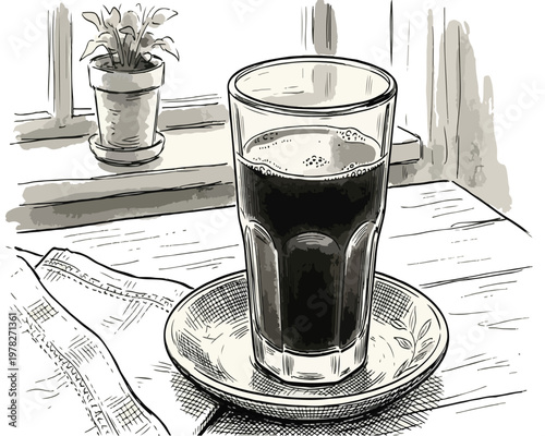 Coffee in a Glass Illustration