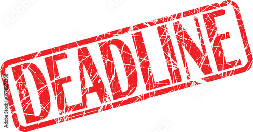 A red deadline stamp on a white background