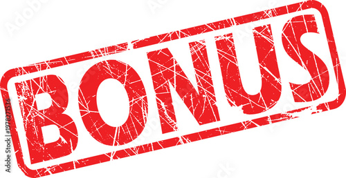 A red bonus stamp on a white background