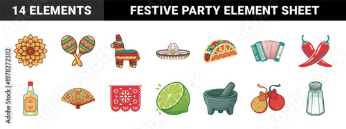 Mexican Fiesta Celebration Graphics Set