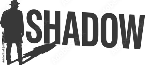 Man In Hat And Coat Casting A Shadow Word silhouette
