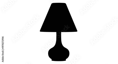 Simple black lamp design isolated on a white background silhouette