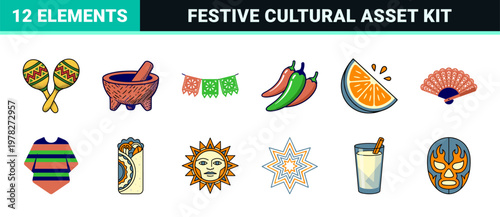 Festive Mexican Party Asset Grid