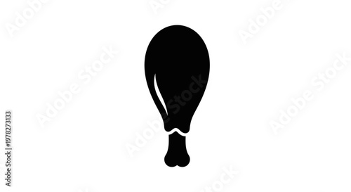 A simple black silhouette of a chicken leg stark and minimal silhouette