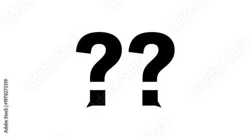 Two black question marks stand out against a white background silhouette