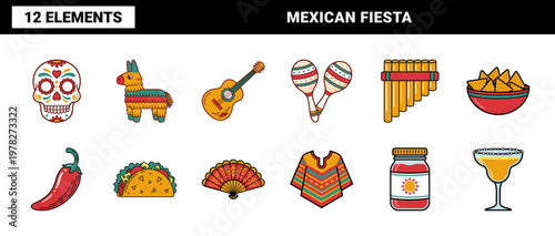 Mexican Fiesta Holiday Vector Element Sheet