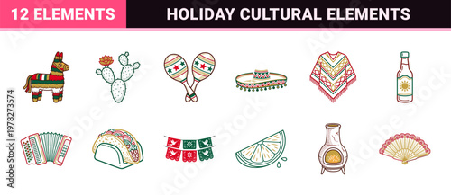 Mexican Fiesta Holiday Celebration Asset Sheet