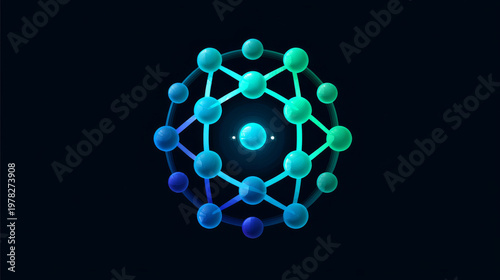 Artificial intelligence with circle Movement Rounded Hexagons technology Analysis logo vector design concept. AI technology logotype symbol for advance technology, ui, identity, new tech, automation.