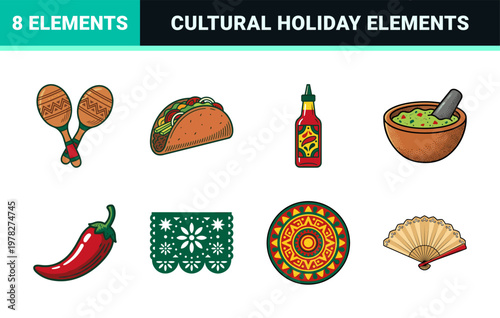 Mexican Fiesta Celebration Graphic Set