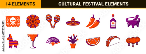 Mexican Fiesta Celebration Decorative Elements