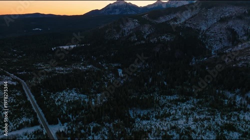 Zakopane sunrise aerial view over the Tatra Mountains in Poland
