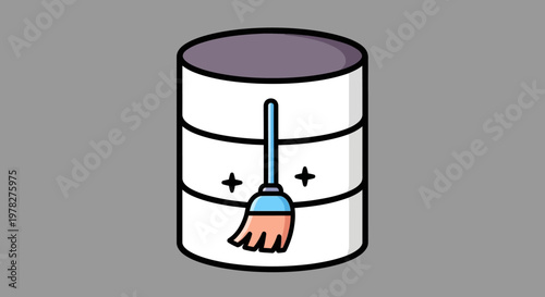 Database cleaning and data optimization icon for system maintenance and digital hygiene, representing efficient data management and organization