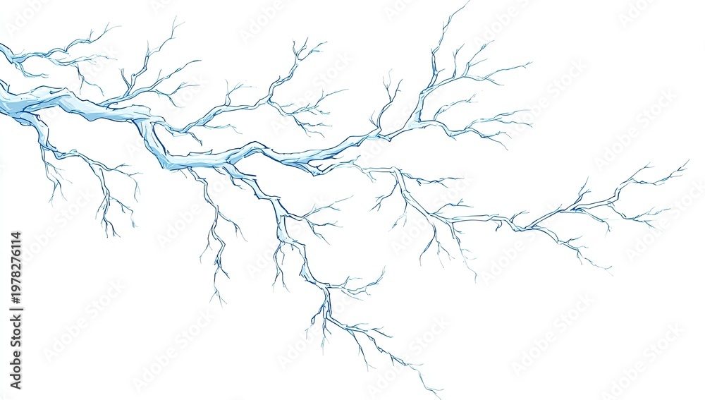 Fototapeta premium Ice-covered branches against a white background, delicate frost detail