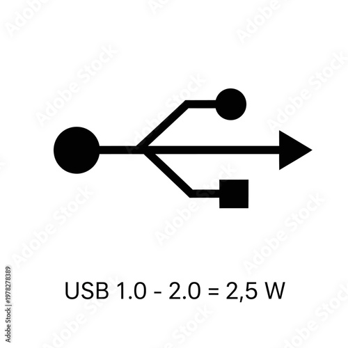 Universal Serial Bus standard symbol for data transfer and power delivery indicating 2