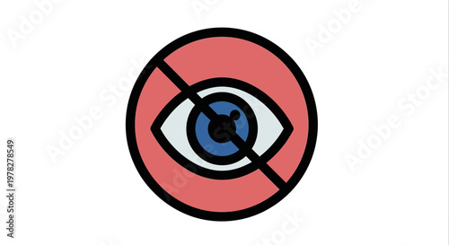Free Download An icon representing the concept of privacy, security, or restricted viewing, symbolized by an eye crossed out with a diagonal line within a circle - GFXLoad