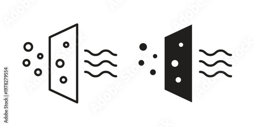 Air purification icon vector flat linear pack on white background