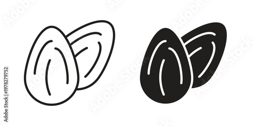Almond icon vector flat linear pack on white background