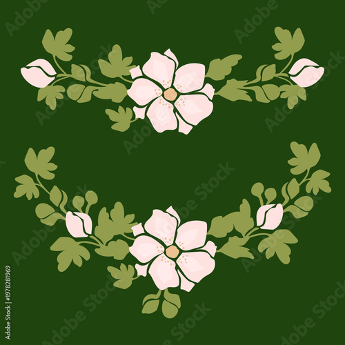 Elegant Floral Garlands with Pink Flowers Anemones and Green Leaves